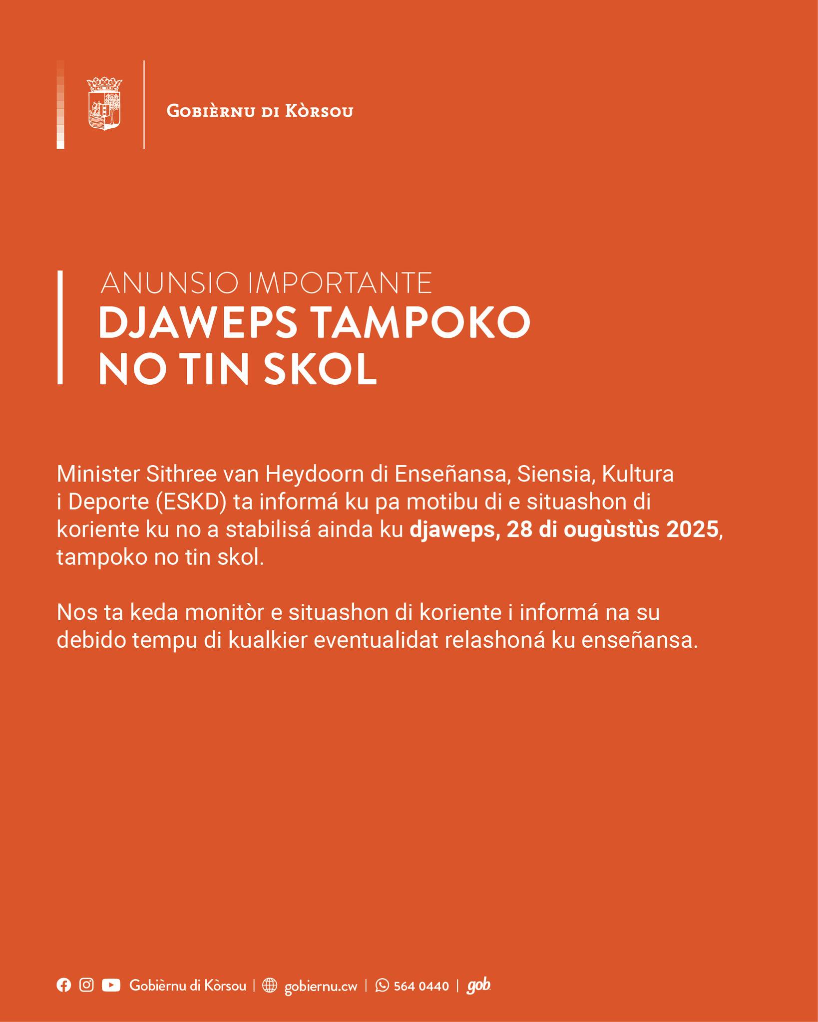 Official Announcement: Schools Closed on Thursday, August 28, 2025