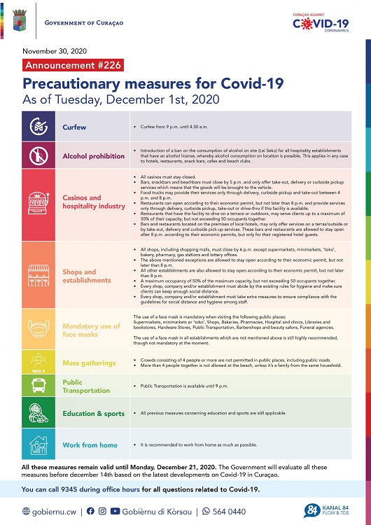 Curaçao to implement stricter measures against the spread of COVID-19