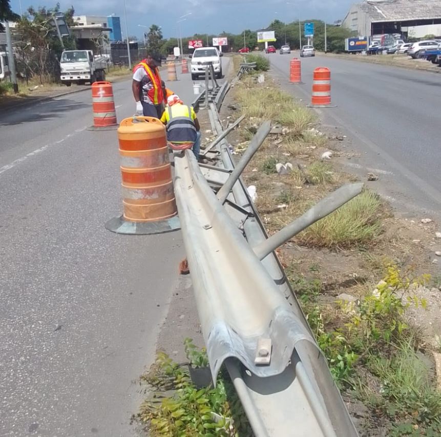 Public Works repairs crash barrier in Salina after accident