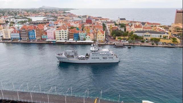 Dutch Naval Ship Zr.Ms. Pelikaan En Route from Curaçao to Jamaica with Hurricane Relief Supplies