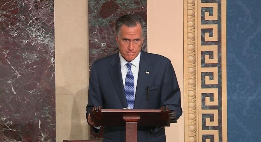 Breaking with Republicans, Romney votes 'guilty' in Trump impeachment trial