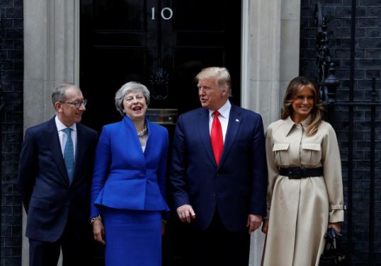 Trump promises Britain a substantial post-Brexit trade deal as protesters gather